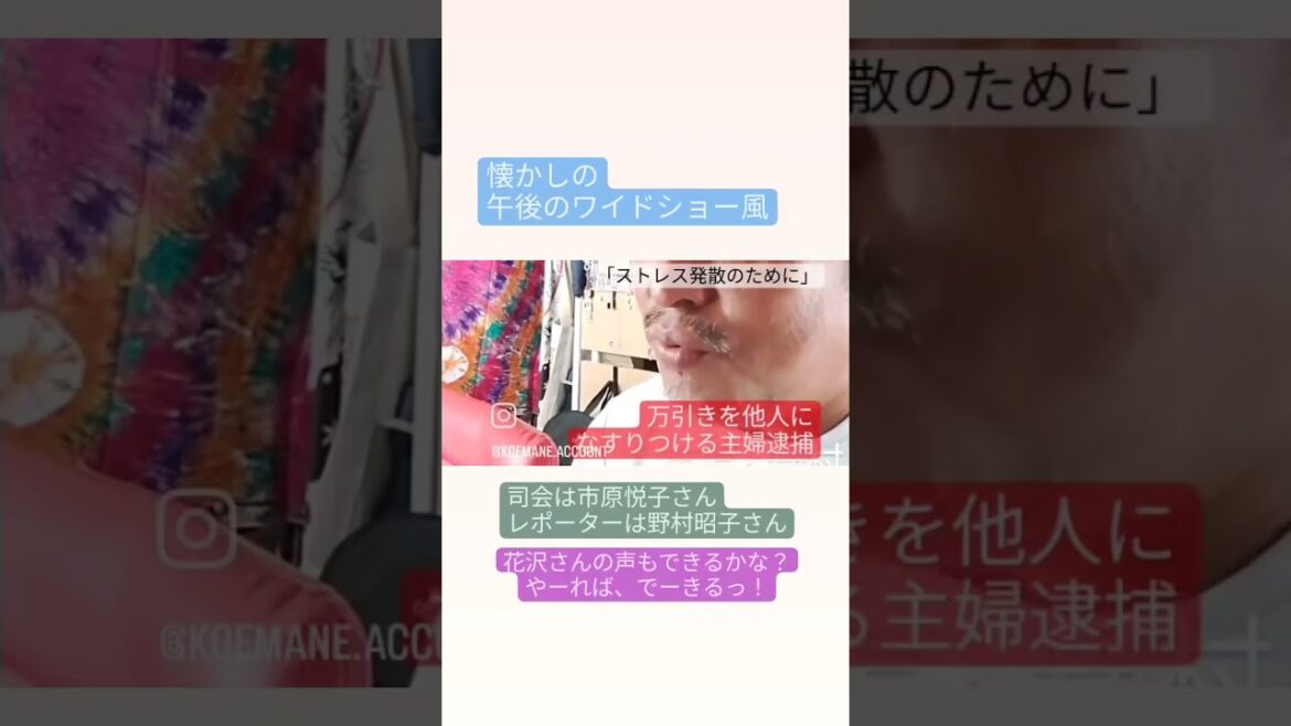 懐かしの　午後の　ワイドショー　風　市原悦子　野村昭子　万引き　主婦　逮捕